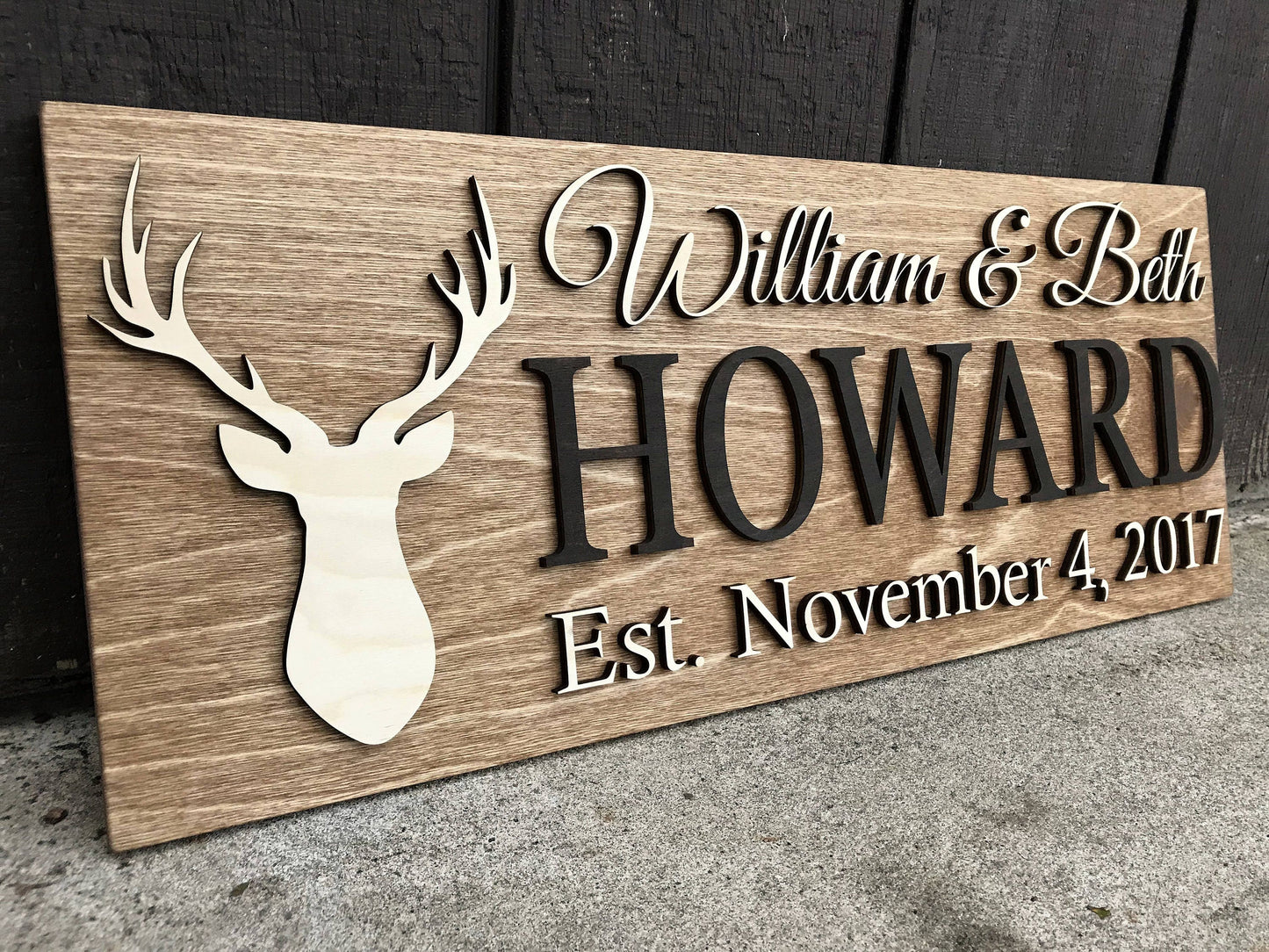 Personalized Cabin Sign Custom Wood Sign Rustic Cabin Decor Personalized Man Cave Sign Established Camper Sign Lake House Décor Deer Plaque