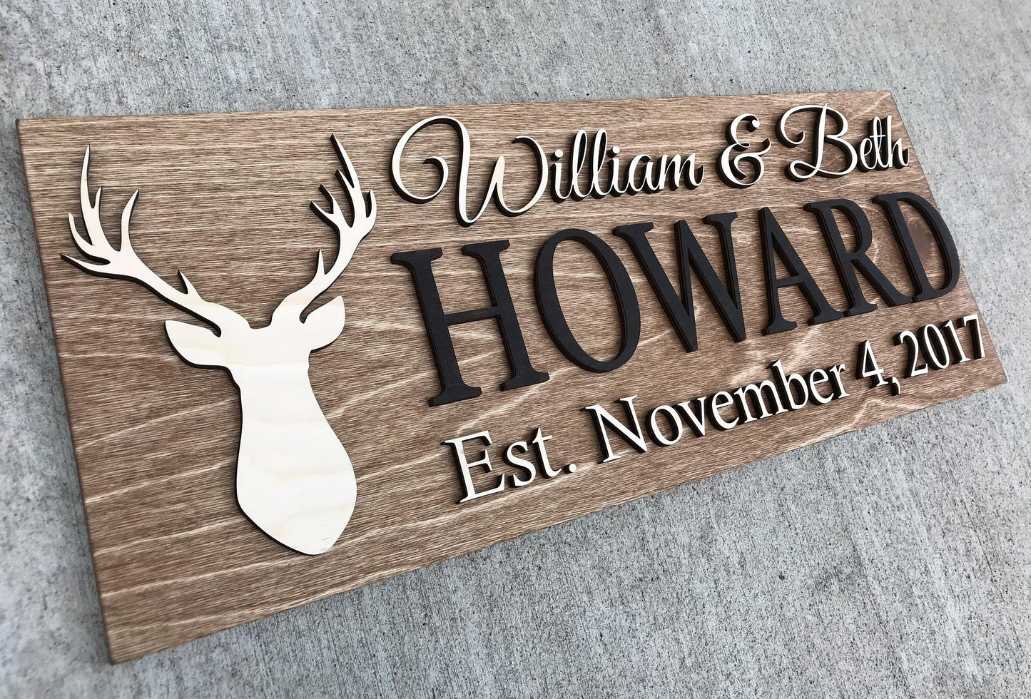 Personalized Cabin Sign Custom Wood Sign Rustic Cabin Decor Personalized Man Cave Sign Established Camper Sign Lake House Décor Deer Plaque