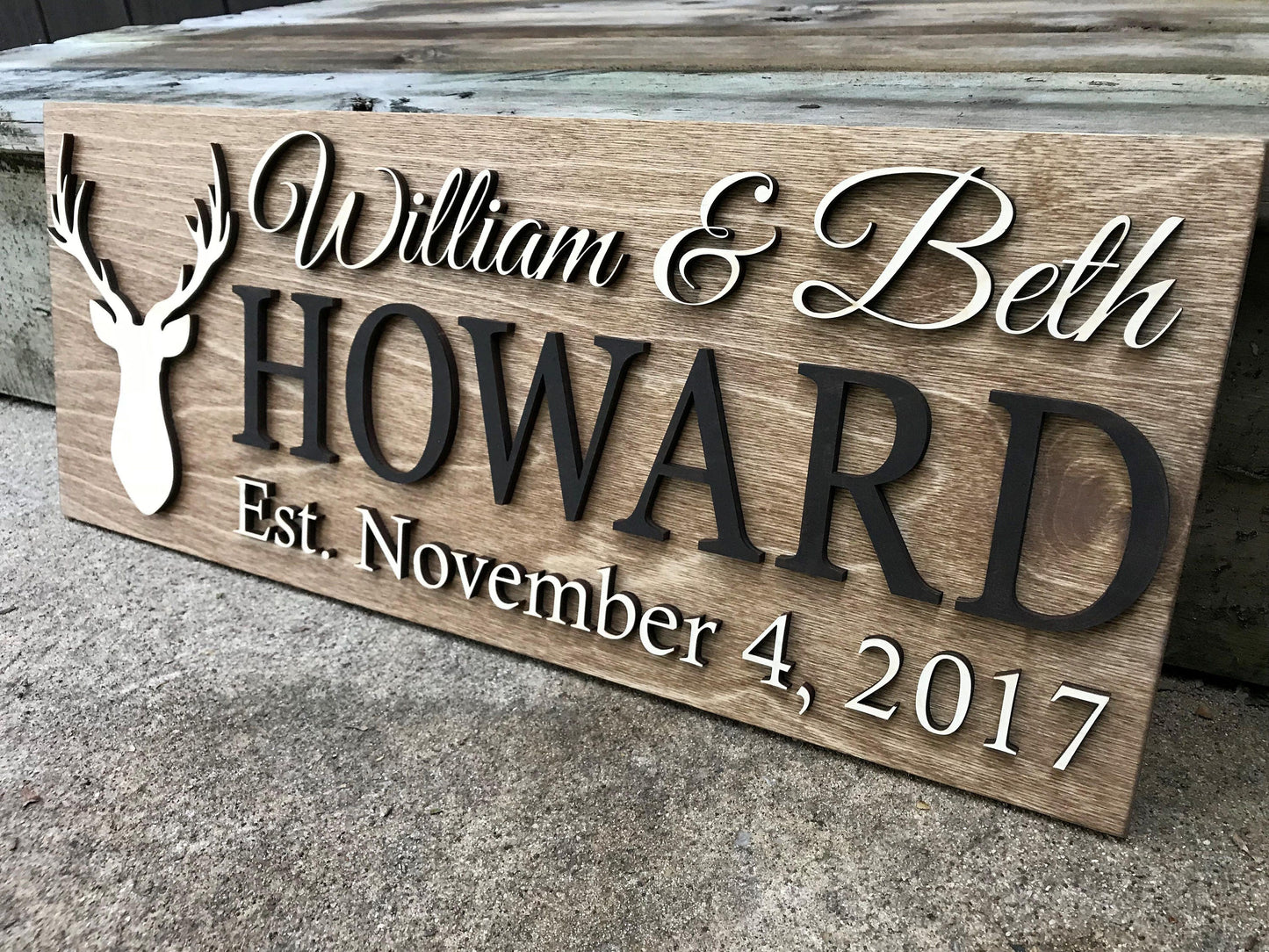Personalized Cabin Sign Custom Wood Sign Rustic Cabin Decor Personalized Man Cave Sign Established Camper Sign Lake House Décor Deer Plaque