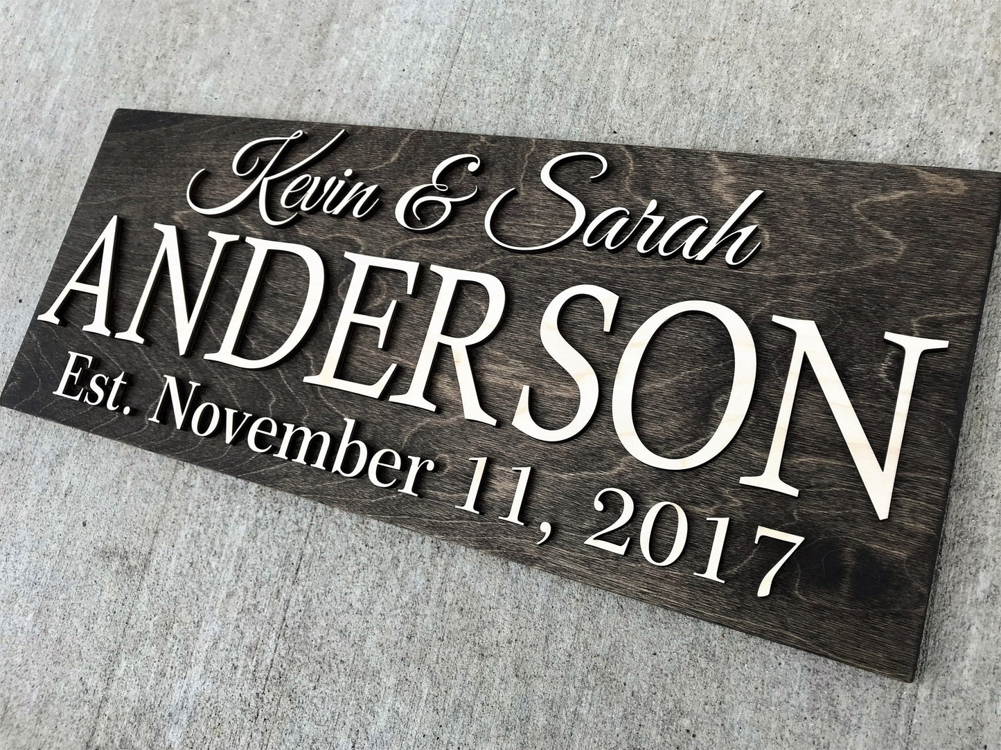 Personalized Wedding Gift Last Name Established Sign Family Name Sign 3D Wooden Sign Custom Wood Sign Anniversary Rustic Home Decor Wall Art