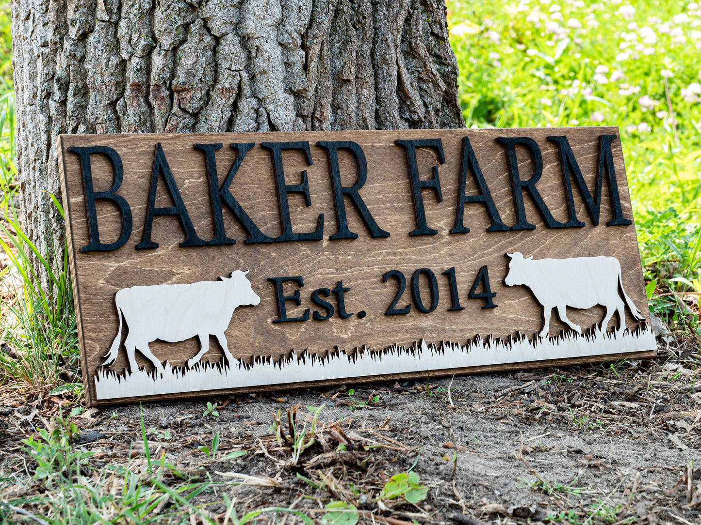 Personalized Farm Sign | Farmhouse Wall Decor | Wooden Cow Sign | Farmhouse Sign | Farmer Gifts | Cattle Sign | Wood Ranch Sign Ranch Decor