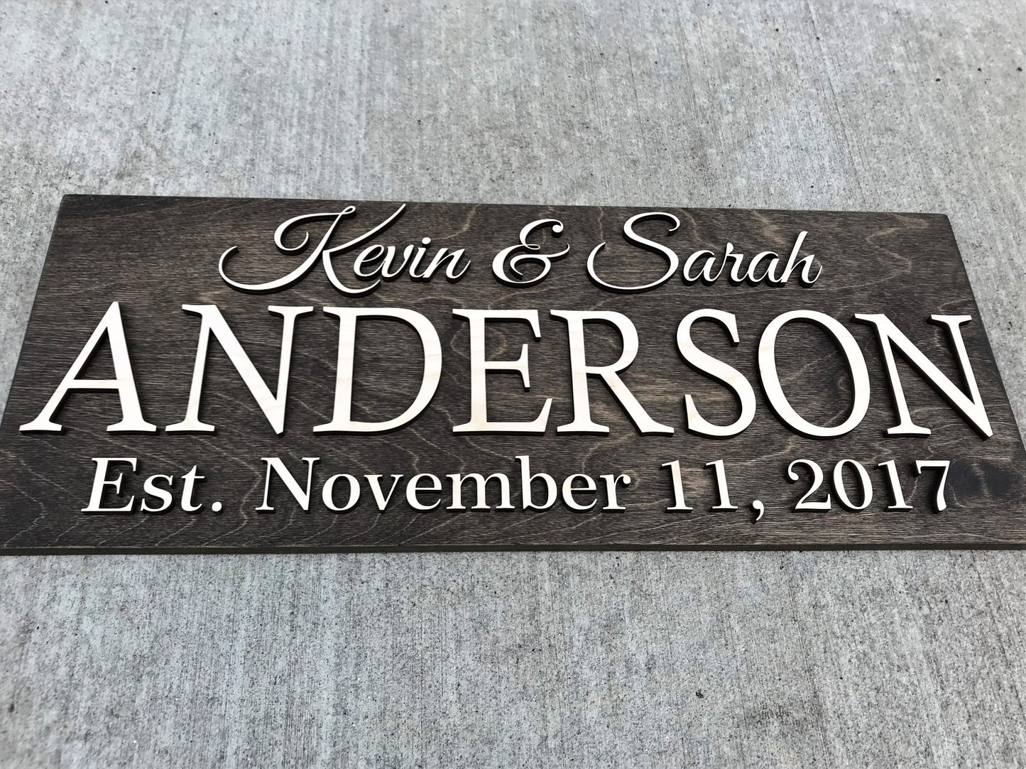 Personalized Wedding Gift Last Name Established Sign Family Name Sign 3D Wooden Sign Custom Wood Sign Anniversary Rustic Home Decor Wall Art