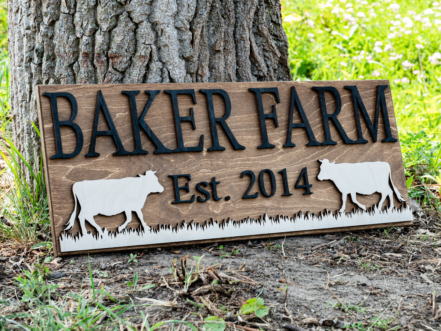 Ranch Decor | Personalized Farm Sign | Farmhouse Wall Decor | Wooden Cow Sign | Farmhouse Sign | Farmer Gifts | Cattle Sign Wood Ranch Sign