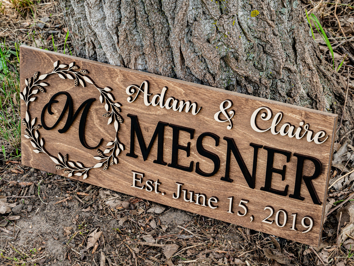 Last Name Sign | Custom Wood Sign | Established Sign | Personalized Wedding Gift | Wedding Sign | 3D Sign Family Name Sign Anniversary Gift