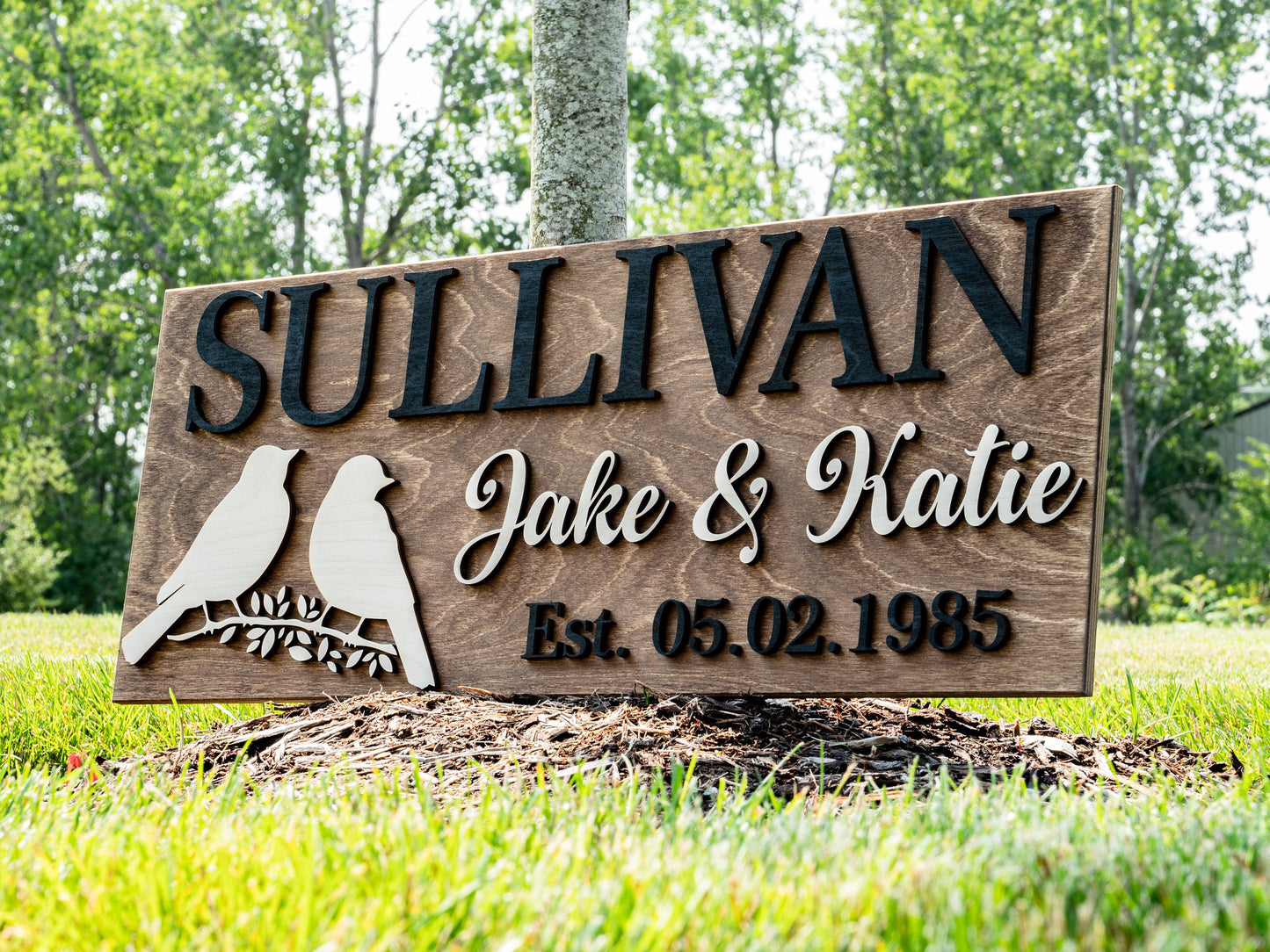 Love Birds Sign | Custom Couples Gift | Personalized Wedding Gift | Last Name Sign | Anniversary Gift | Mothers Day Gift 3D Mr and Mrs Sign