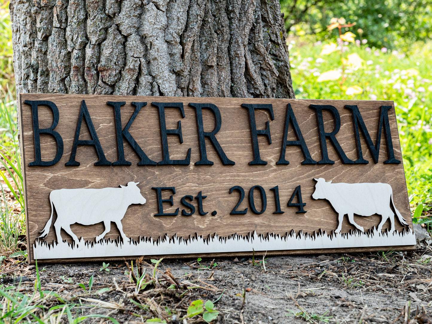 Ranch Decor | Personalized Farm Sign | Farmhouse Wall Decor | Wooden Cow Sign | Farmhouse Sign | Farmer Gifts | Cattle Sign Wood Ranch Sign