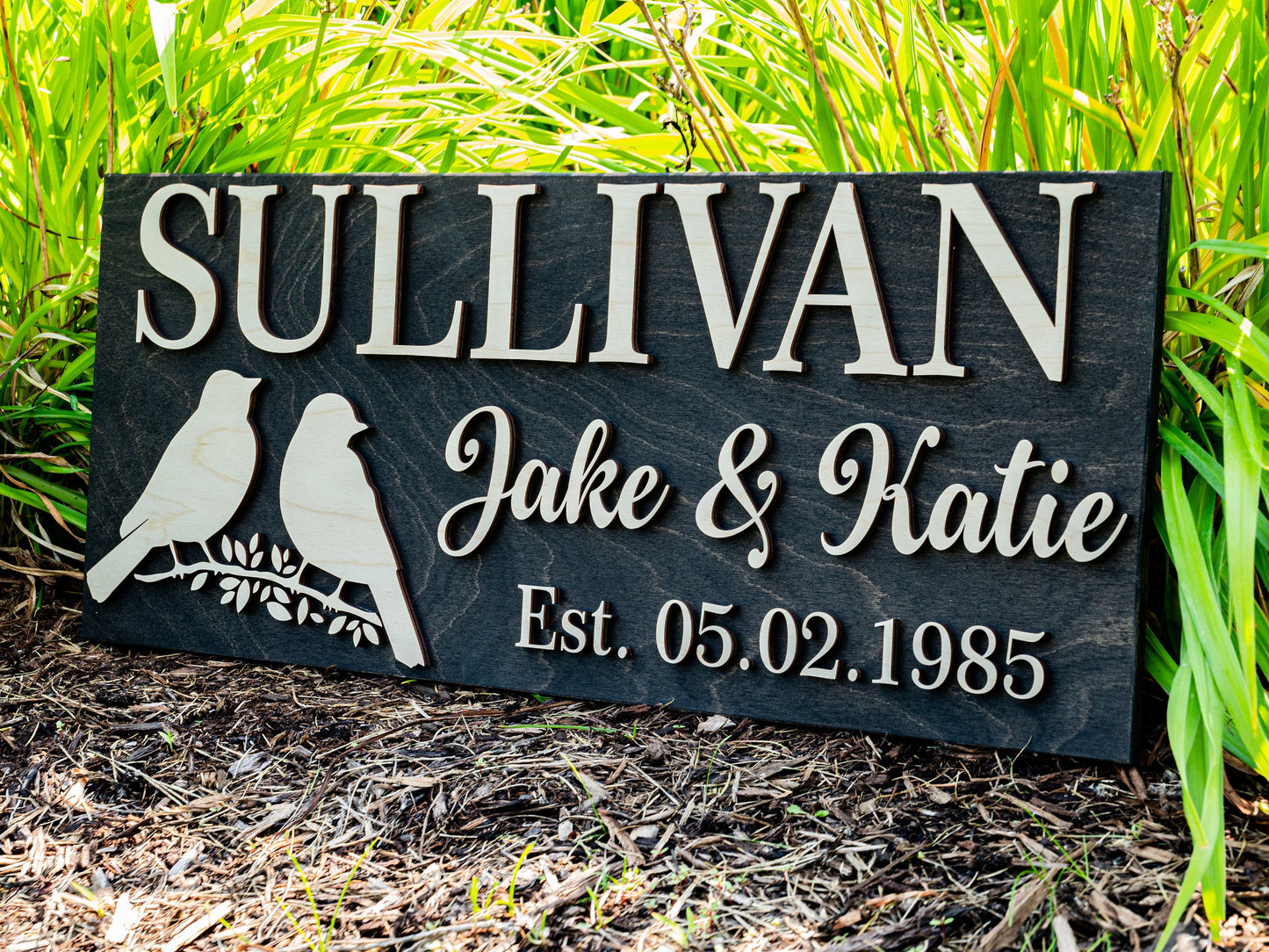 Love Birds Sign | Custom Couples Gift | Personalized Wedding Gift | Last Name Sign | Anniversary Gift | Mothers Day Gift 3D Mr and Mrs Sign