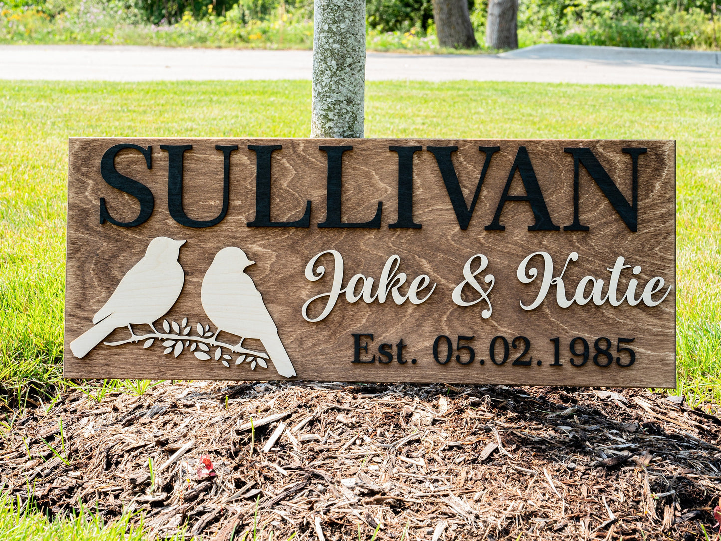 Love Birds Sign | Custom Couples Gift | Personalized Wedding Gift | Last Name Sign | Anniversary Gift | Mothers Day Gift 3D Mr and Mrs Sign