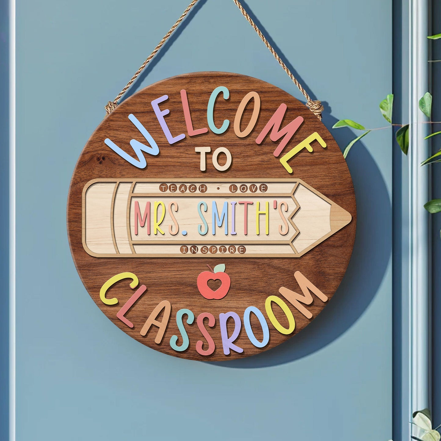 Personalized 3D Teacher Door Sign, Teacher Gifts, Teacher Name Sign, Classroom Door Hanger, Classroom Welcome Sign, Back To School Gift