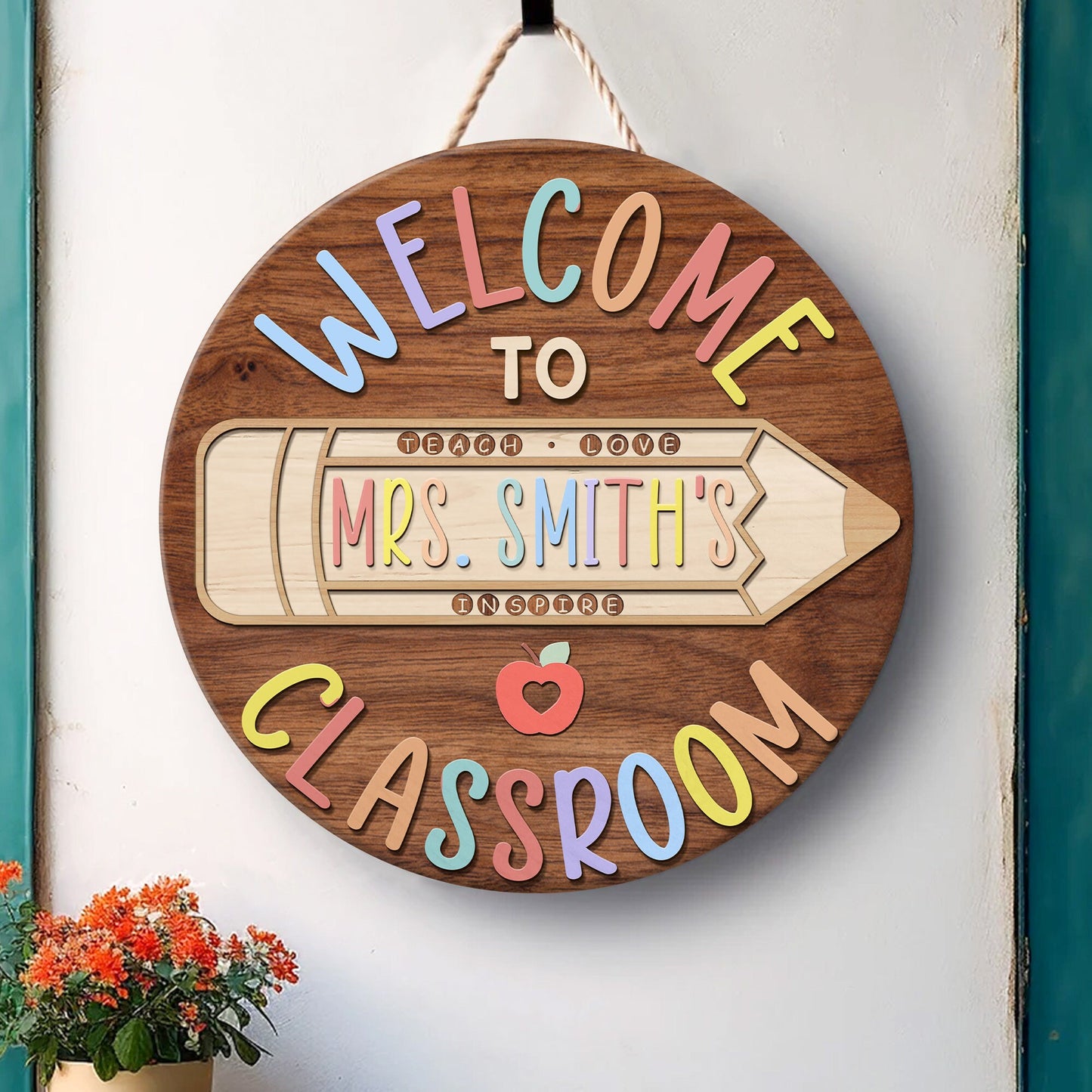 Personalized 3D Teacher Door Sign, Teacher Gifts, Teacher Name Sign, Classroom Door Hanger, Classroom Welcome Sign, Back To School Gift