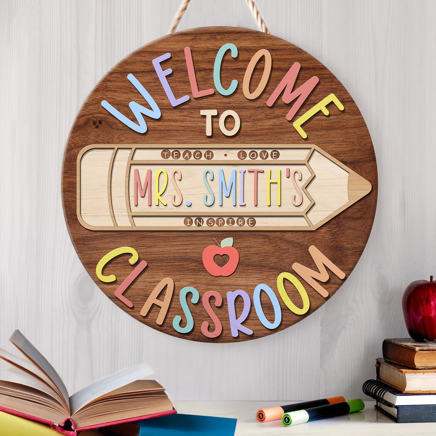 Personalized 3D Teacher Door Sign, Teacher Gifts, Teacher Name Sign, Classroom Door Hanger, Classroom Welcome Sign, Back To School Gift