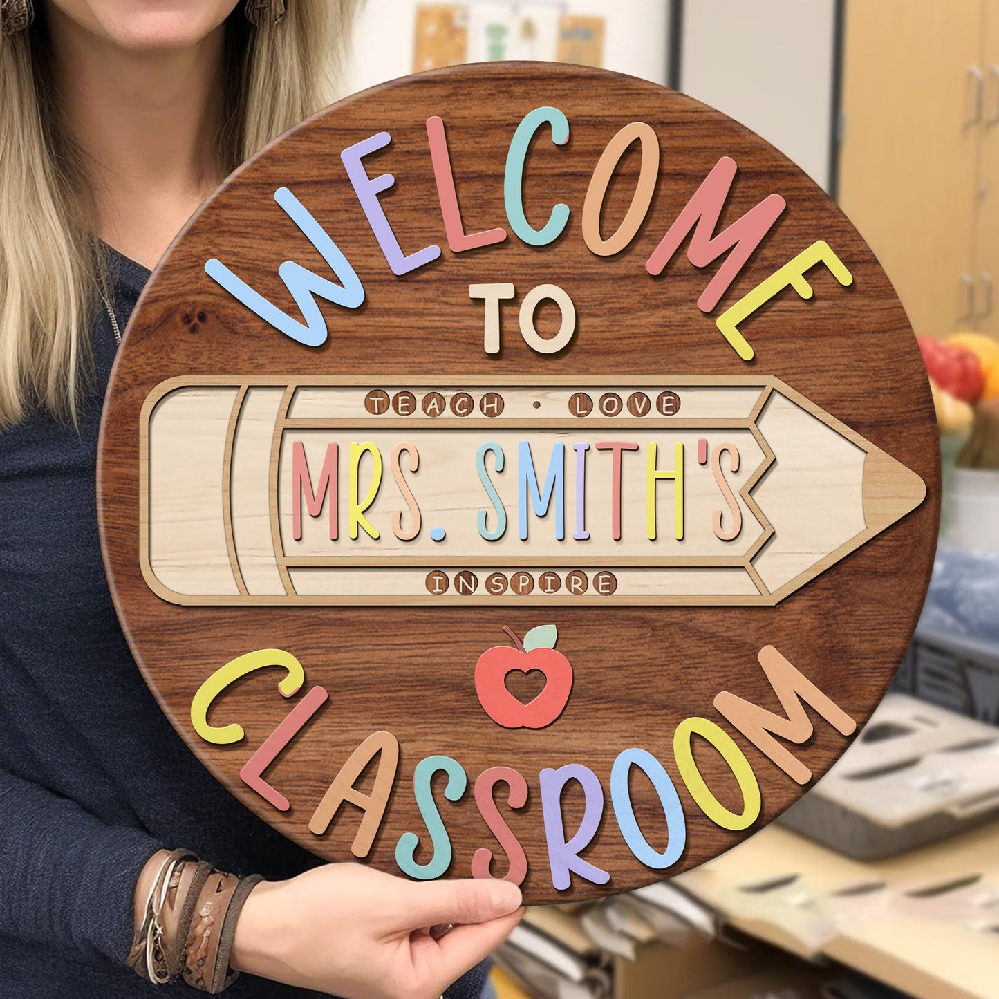 Personalized 3D Teacher Door Sign, Teacher Gifts, Teacher Name Sign, Classroom Door Hanger, Classroom Welcome Sign, Back To School Gift