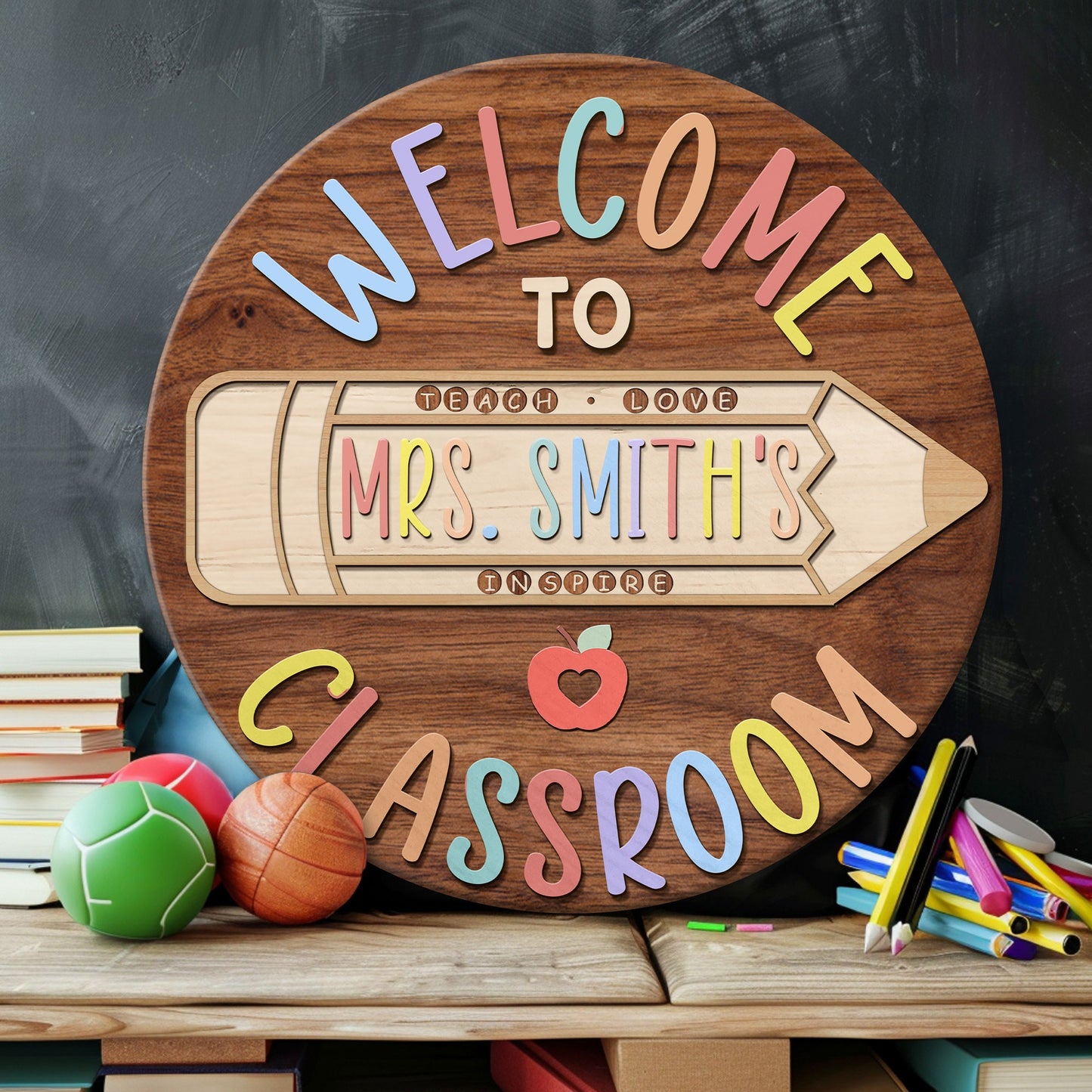 Personalized 3D Teacher Door Sign, Teacher Gifts, Teacher Name Sign, Classroom Door Hanger, Classroom Welcome Sign, Back To School Gift
