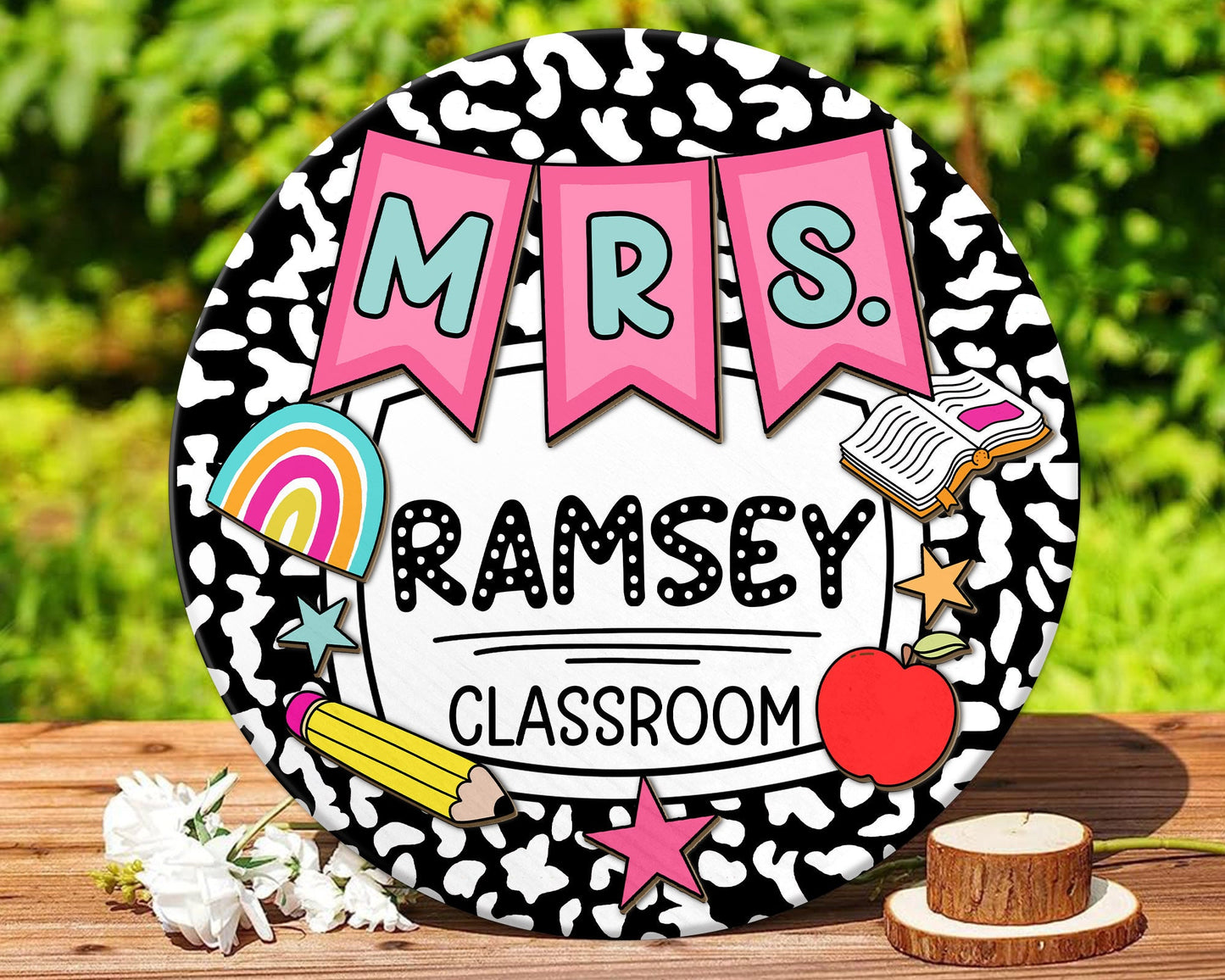 Personalized 3D Teacher Door Sign, Custom Teacher Door Sign, Teacher Appreciation Gift, Retro Teacher Door Hanger, Teacher Welcome Name Sign