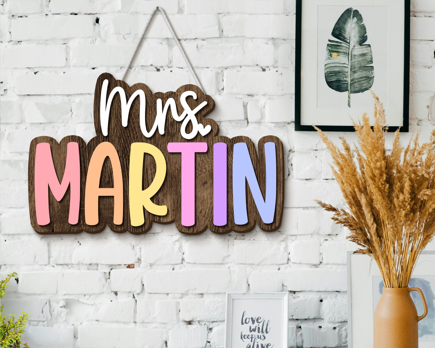 Personalized 3D Teacher Name Door Sign, Teacher Gifts, Teacher Birthday Gift, Classroom Door Hanger, Classroom Welcome Sign, Back To School