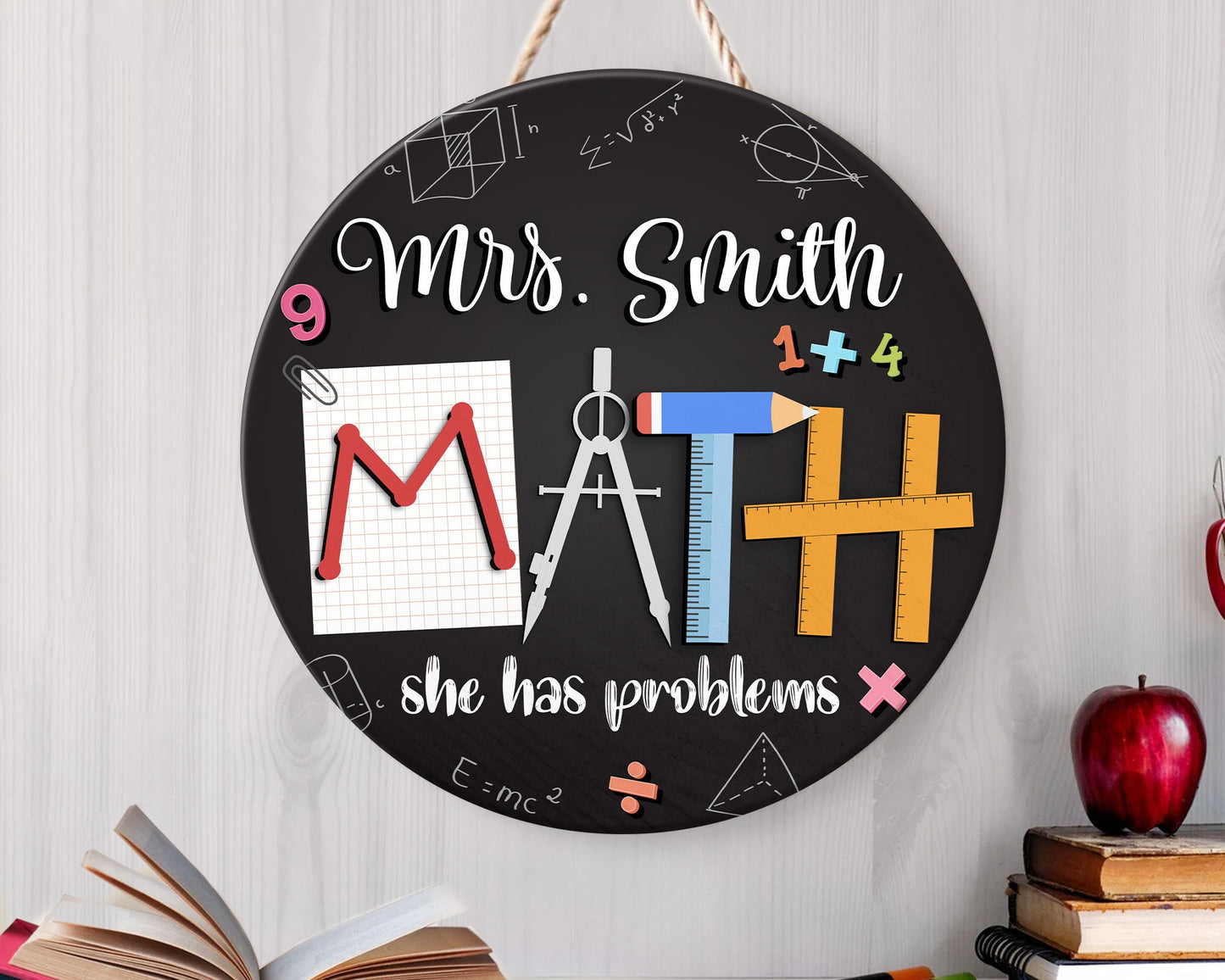 Personalized Math Teacher Door Sign, Back To School, Math Teacher Gift, Classroom Door Hanger, 3D Teacher Sign, Classroom Welcome Sign