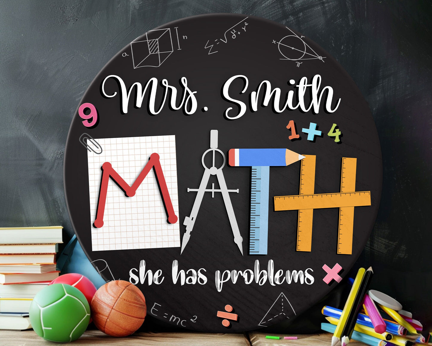 Personalized Math Teacher Door Sign, Back To School, Math Teacher Gift, Classroom Door Hanger, 3D Teacher Sign, Classroom Welcome Sign
