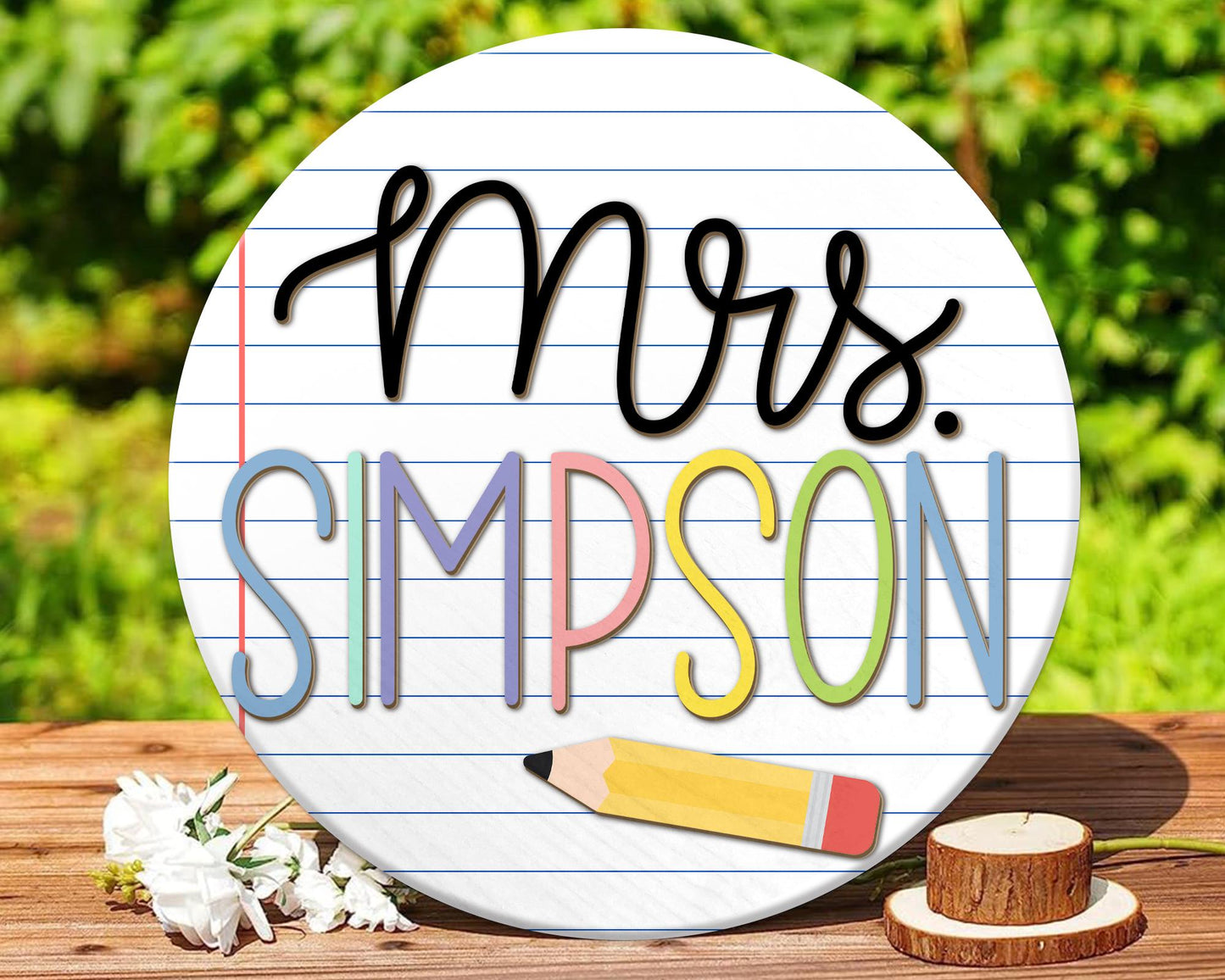 Custom 3D Teacher Door Sign, Notebook Teacher Door Sign, Back To School Gifts, Classroom Decor, New Teacher Gifts, Personalized Teacher Sign