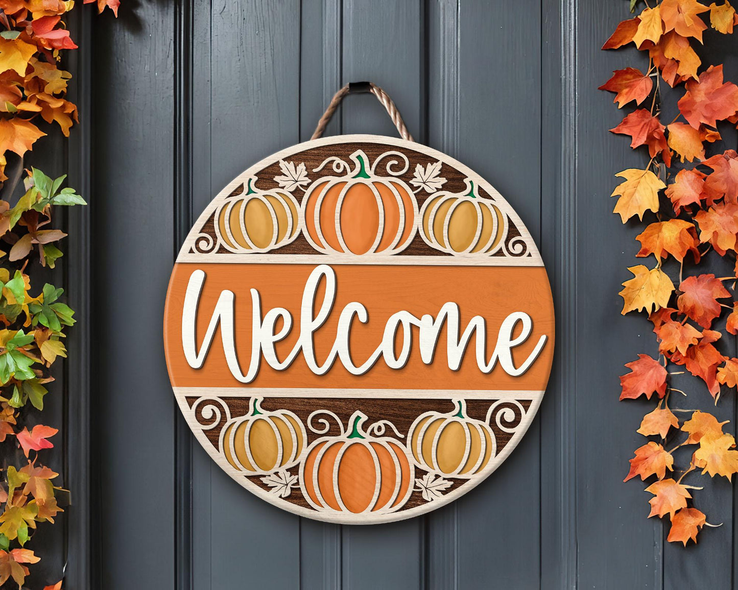 Welcome Fall Door Hanger, Pumpkin Season Door Sign, Fall Front Door Decor, Pumpkin Door Hanger, Fall Welcome Sign, Autumn Decor, Fall Gifts