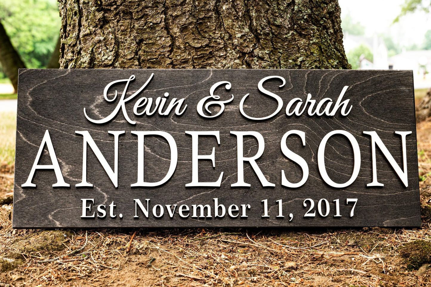 Personalized Wedding Gift Last Name Established Sign Family Name Sign 3D Wooden Sign Custom Wood Sign Anniversary Rustic Home Decor Wall Art