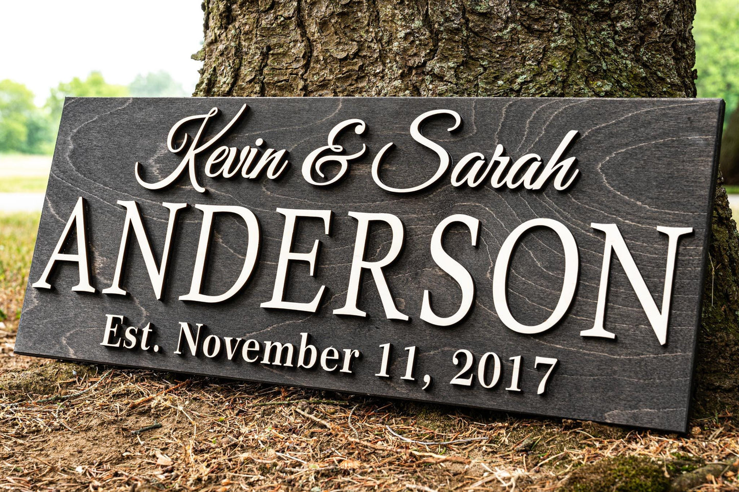 Personalized Wedding Gift Last Name Established Sign Family Name Sign 3D Wooden Sign Custom Wood Sign Anniversary Rustic Home Decor Wall Art