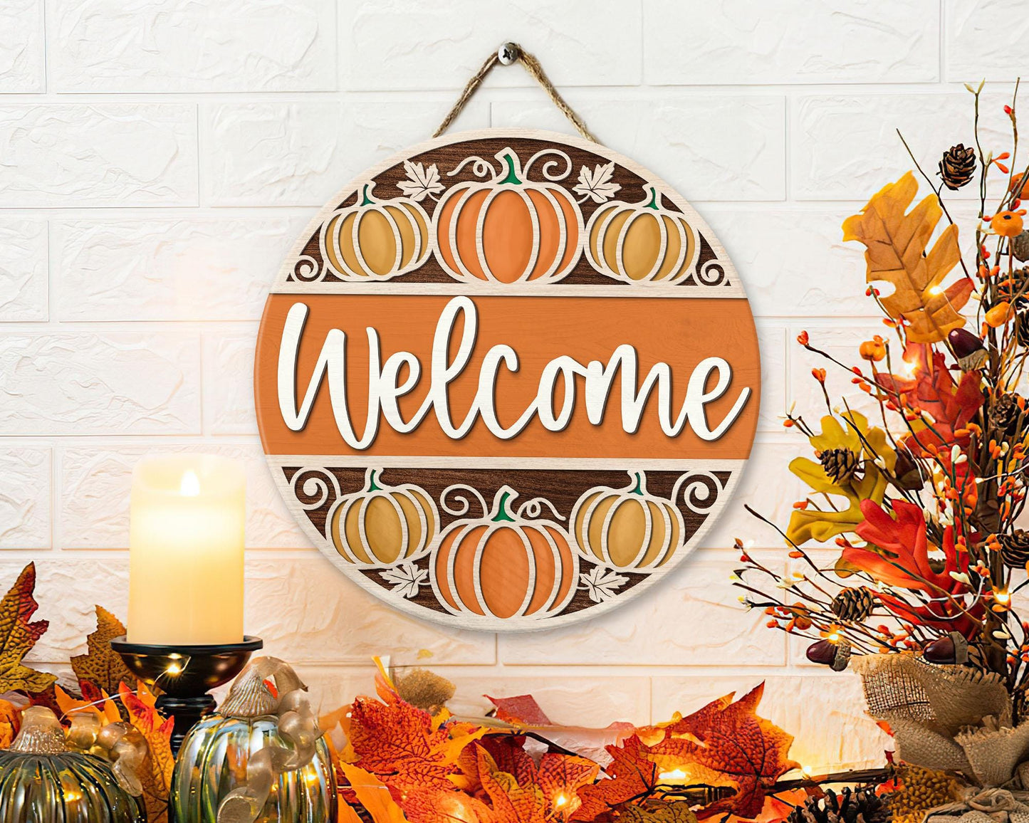 Welcome Fall Door Hanger, Pumpkin Season Door Sign, Fall Front Door Decor, Pumpkin Door Hanger, Fall Welcome Sign, Autumn Decor, Fall Gifts