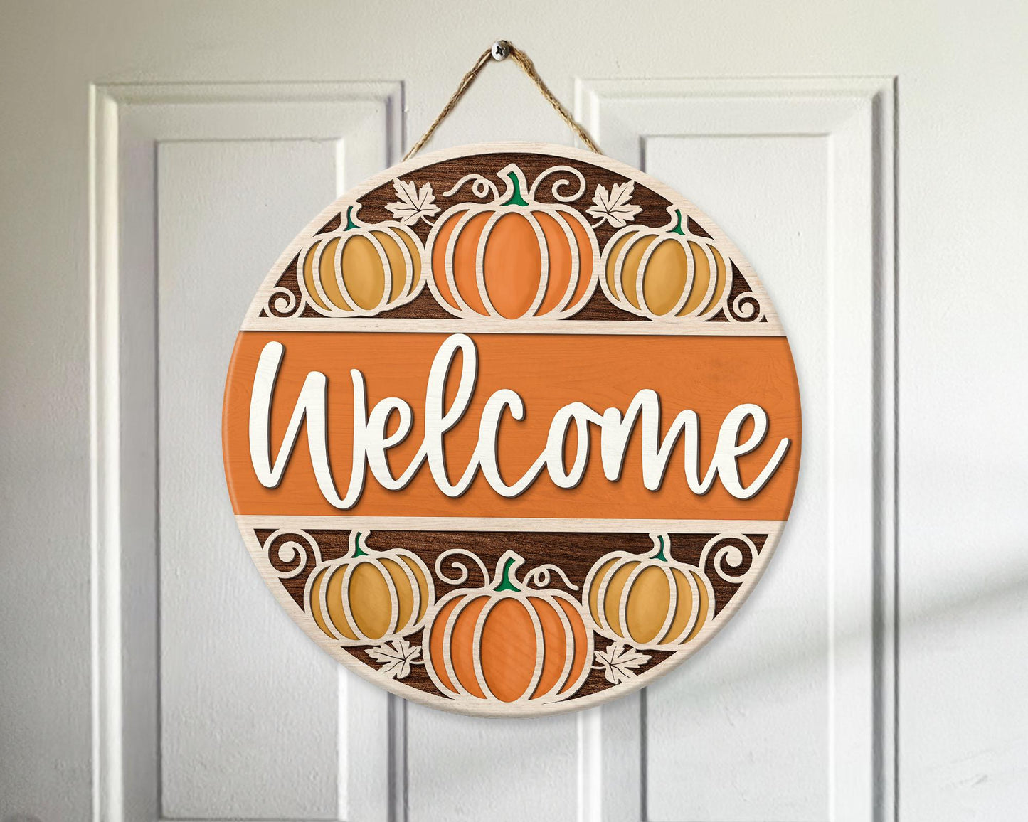 Welcome Fall Door Hanger, Pumpkin Season Door Sign, Fall Front Door Decor, Pumpkin Door Hanger, Fall Welcome Sign, Autumn Decor, Fall Gifts