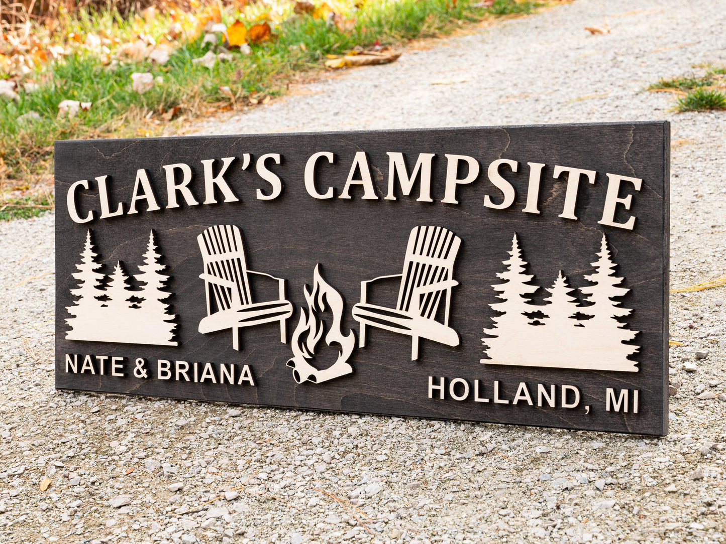 Family Name Campsite Sign | Last Name Sign | Custom Wood Campfire Sign | Personalized Camping Gifts | Fire Pit Sign Cabin Decor Camper Decor