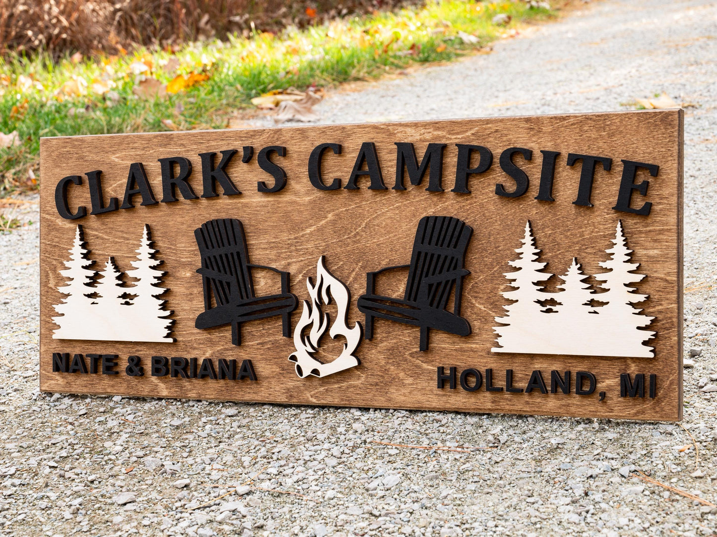 Family Name Campsite Sign | Last Name Sign | Custom Wood Campfire Sign | Personalized Camping Gifts | Fire Pit Sign Cabin Decor Camper Decor