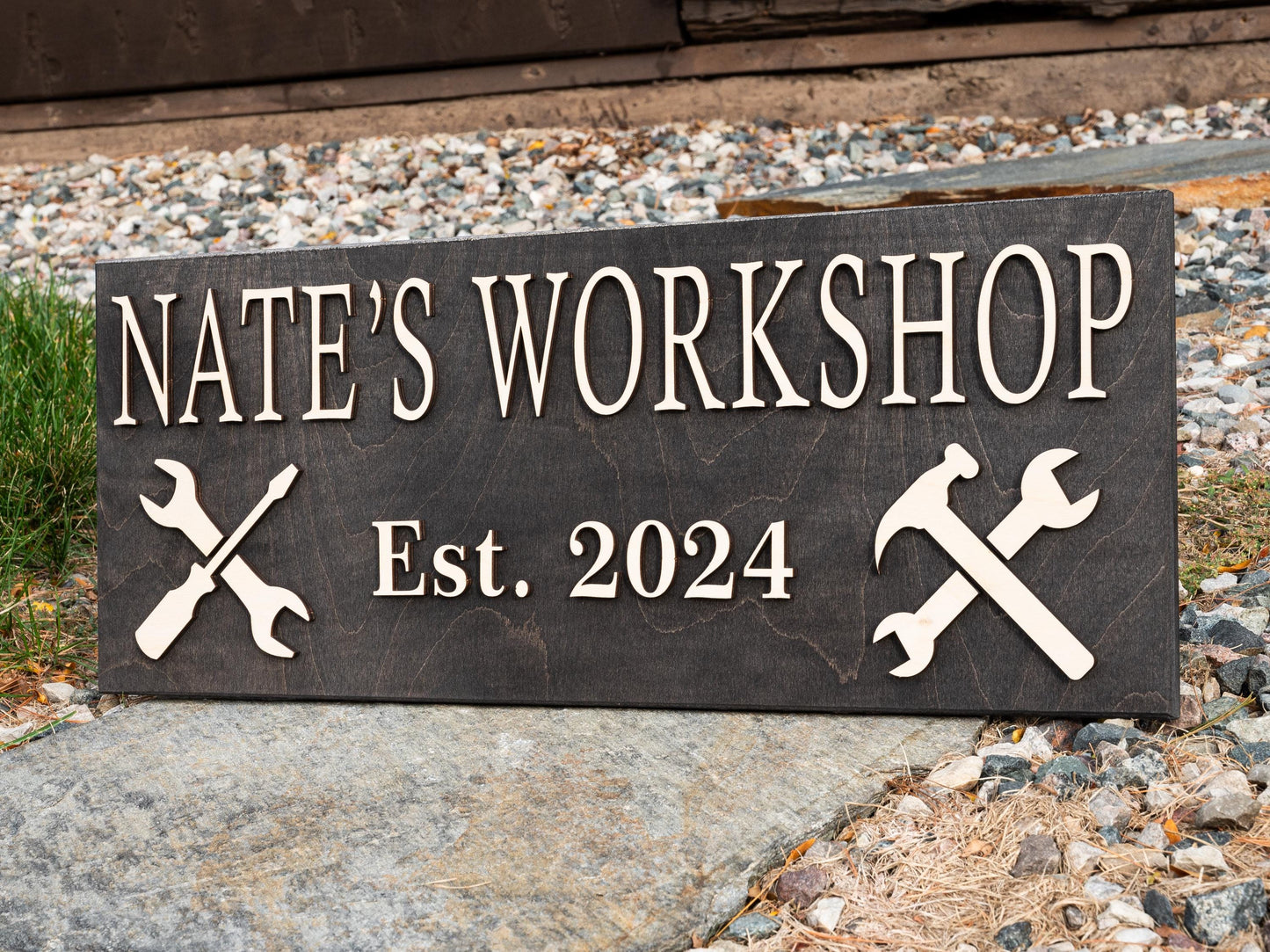 Custom Garage Sign Gifts for Men | Workshop Wood Sign Fathers Day Gift Gifts For Dad Husband Gift Wooden Shop Sign Personalized Man Birthday