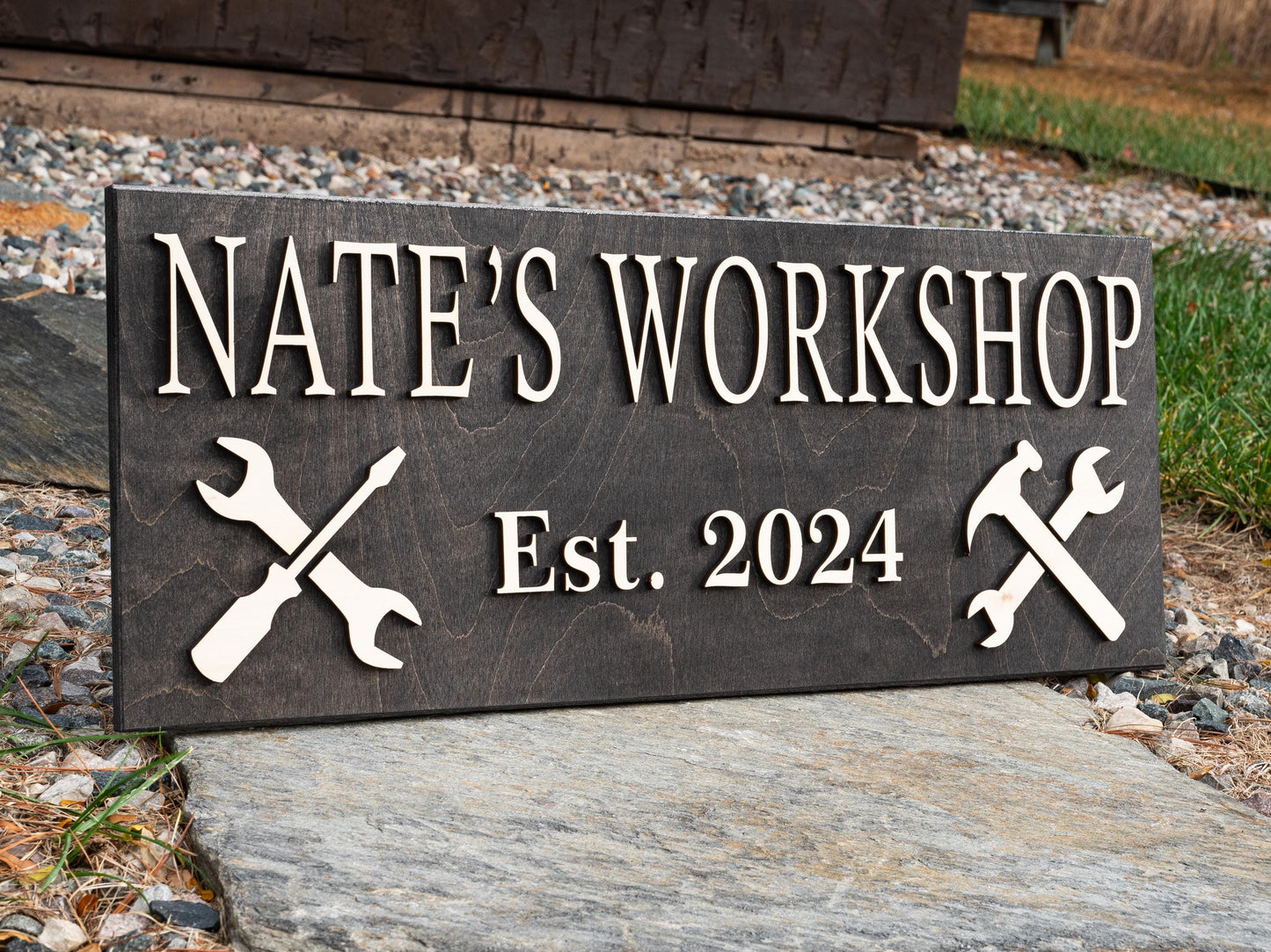 Wood Workshop Sign | Custom Garage Sign Gifts for Men Gifts For Him Husband Gift Wooden Shop Sign Personalized Man Birthday Fathers Day Gift