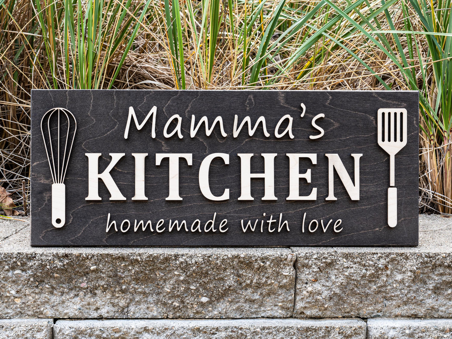 Wood Kitchen Wall Decor Custom Kitchen Name Sign | Personalized Mothers Day Gift for Mom Custom Name Sign Birthday Gifts for Her for Dad