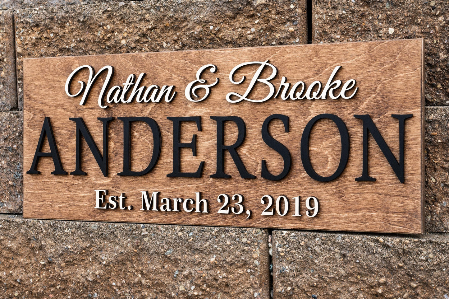Personalized Wedding Gift Last Name Established Sign Family Name Sign 3D Wooden Sign Custom Wood Sign Anniversary Rustic Home Decor Wall Art