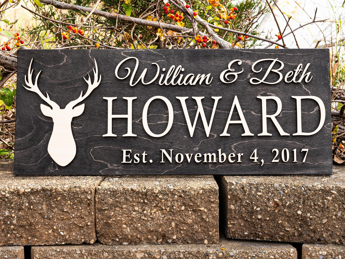 Personalized Cabin Sign Custom Wood Sign Rustic Cabin Decor Personalized Man Cave Sign Established Camper Sign Lake House Décor Deer Plaque