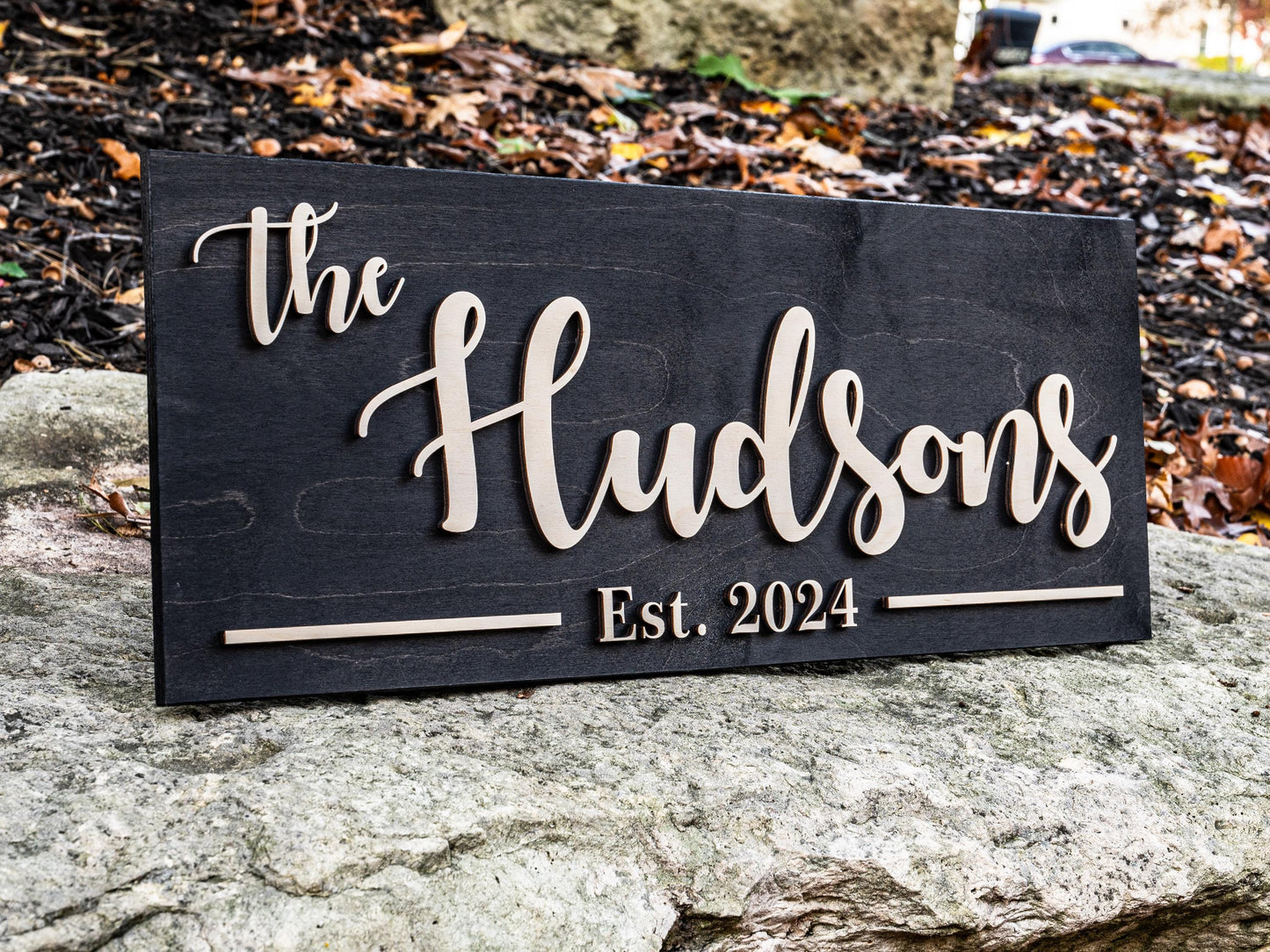 Personalized Family Last Name Sign | Custom Wood Sign, Established Sign, Wood Wedding Anniversary Gift, Wedding 3D Sign Anniversary Gift