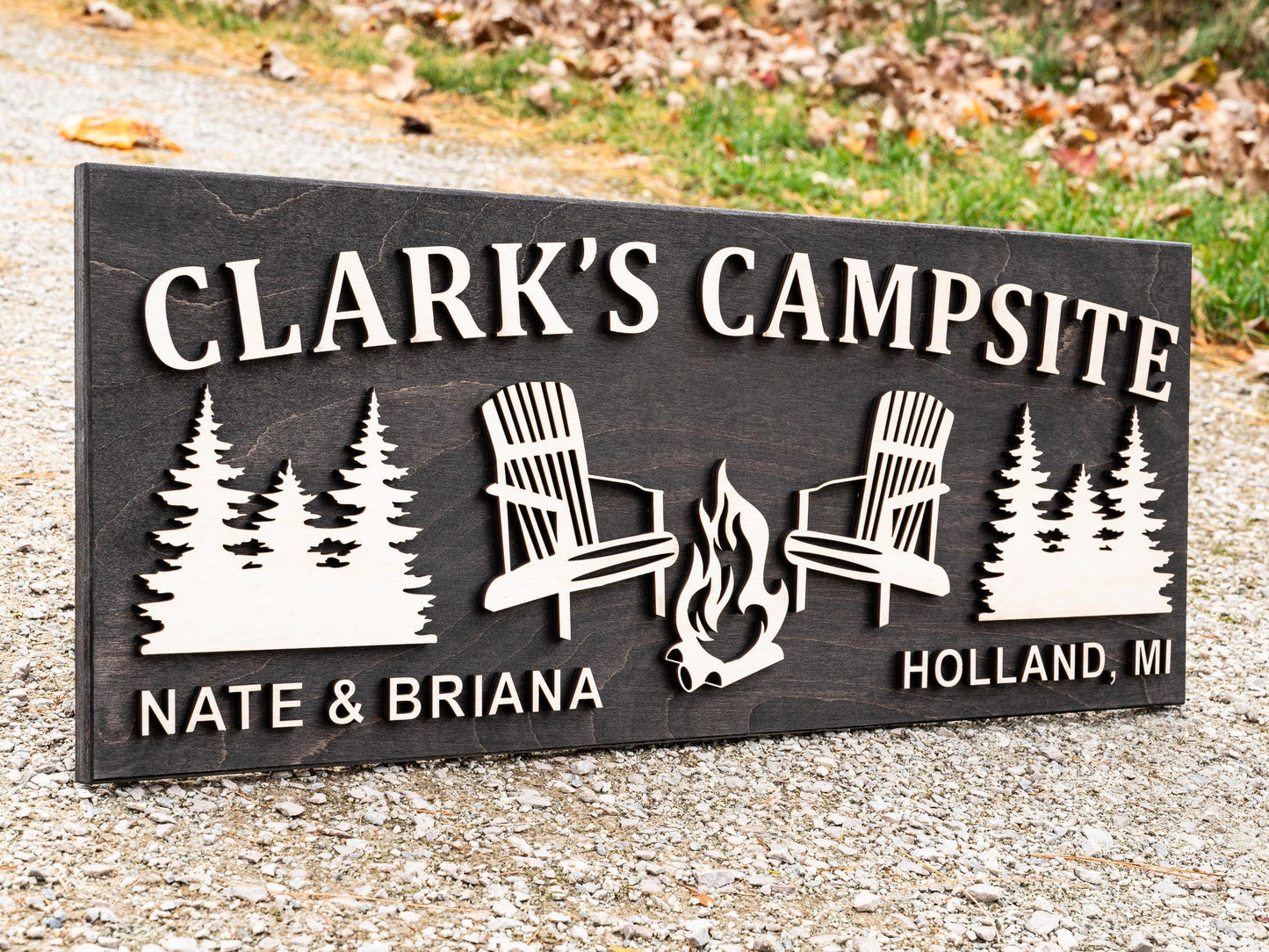 Family Name Campsite Sign | Last Name Sign | Custom Wood Campfire Sign | Personalized Camping Gifts | Fire Pit Sign Cabin Decor Camper Decor