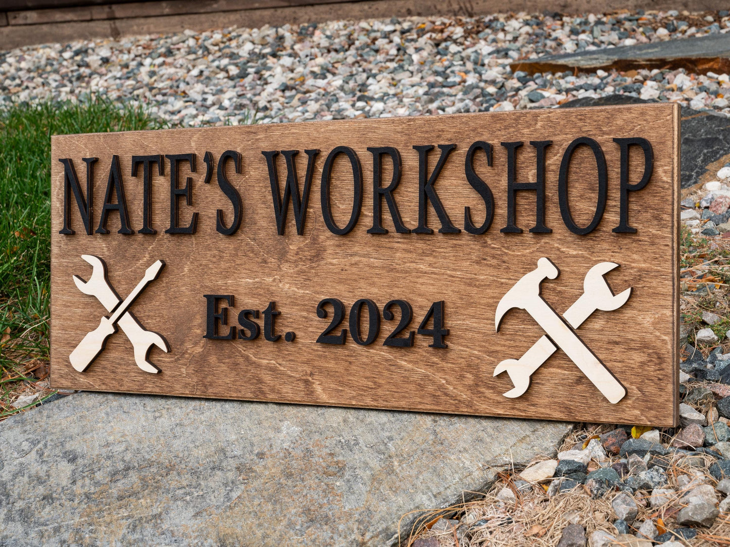 Custom Garage Sign Gifts for Men | Workshop Wood Sign Fathers Day Gift Gifts For Dad Husband Gift Wooden Shop Sign Personalized Man Birthday