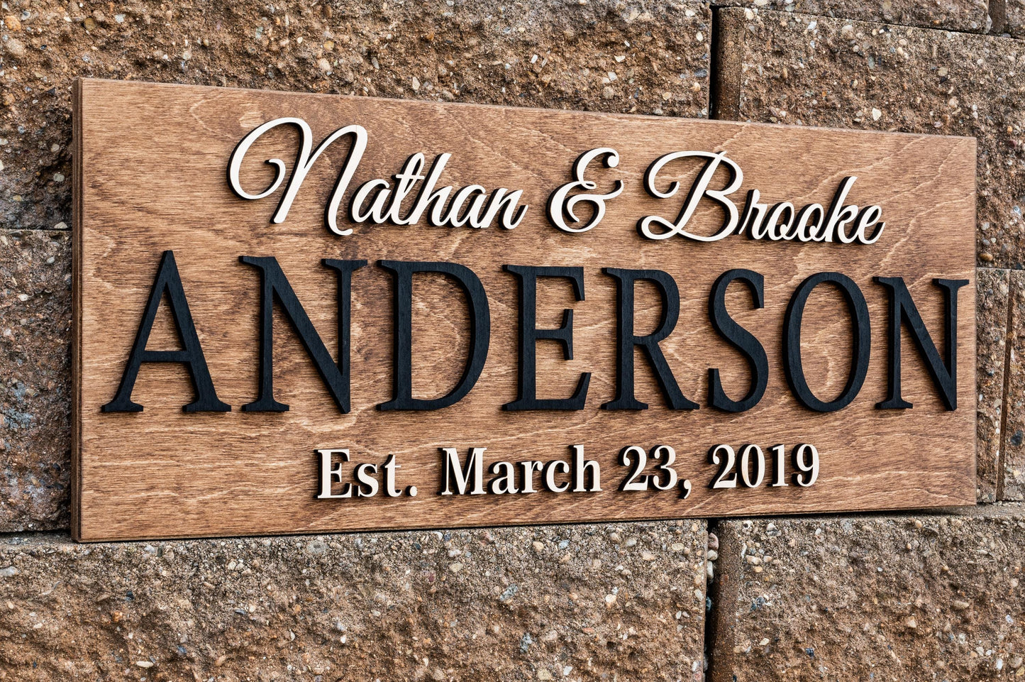 Personalized Wedding Gift Last Name Established Sign Family Name Sign 3D Wooden Sign Custom Wood Sign Anniversary Rustic Home Decor Wall Art