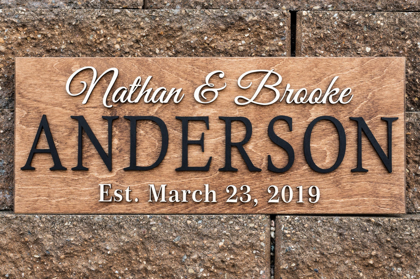 Personalized Wedding Gift Last Name Established Sign Family Name Sign 3D Wooden Sign Custom Wood Sign Anniversary Rustic Home Decor Wall Art