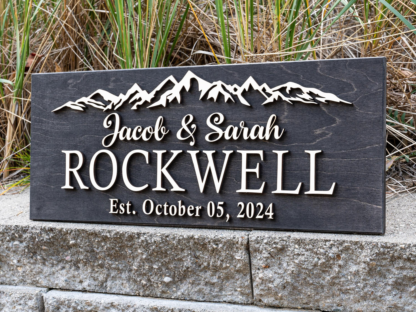 Custom Wood Sign Family Name Sign | Last Name Sign | Personalized Wedding Gift | Anniversary Gift | Established Sign | Mountain Wall Decor