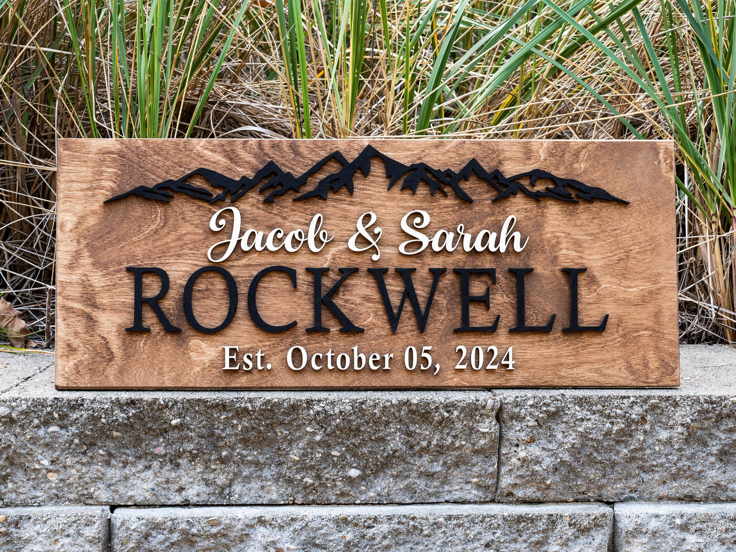 Custom Wood Sign Family Name Sign | Last Name Sign | Personalized Wedding Gift | Anniversary Gift | Established Sign | Mountain Wall Decor