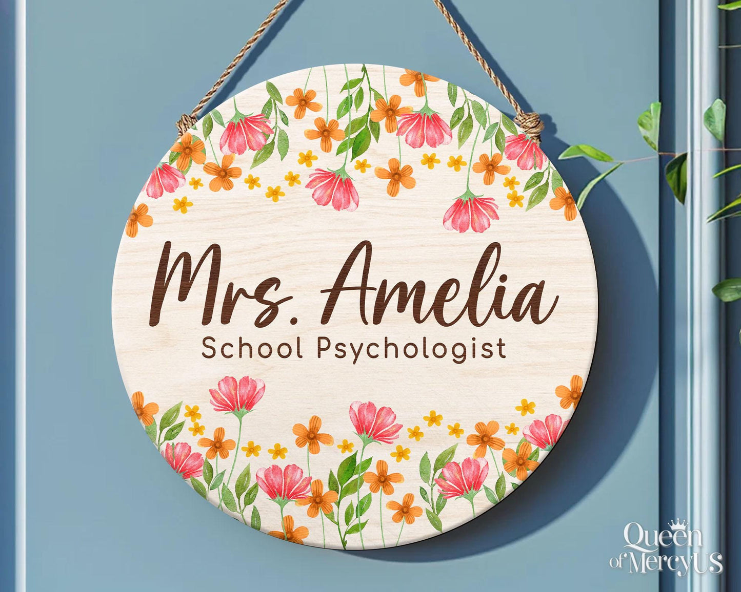 Personalized School Psychologist Door Sign, School Counselor Office Sign, Mental Health Gift, Custom School Psychologist Welcome Sign