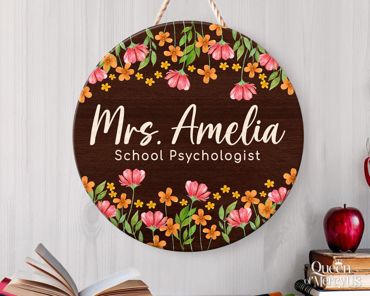 Personalized School Psychologist Door Sign, School Counselor Office Sign, Mental Health Gift, Custom School Psychologist Welcome Sign