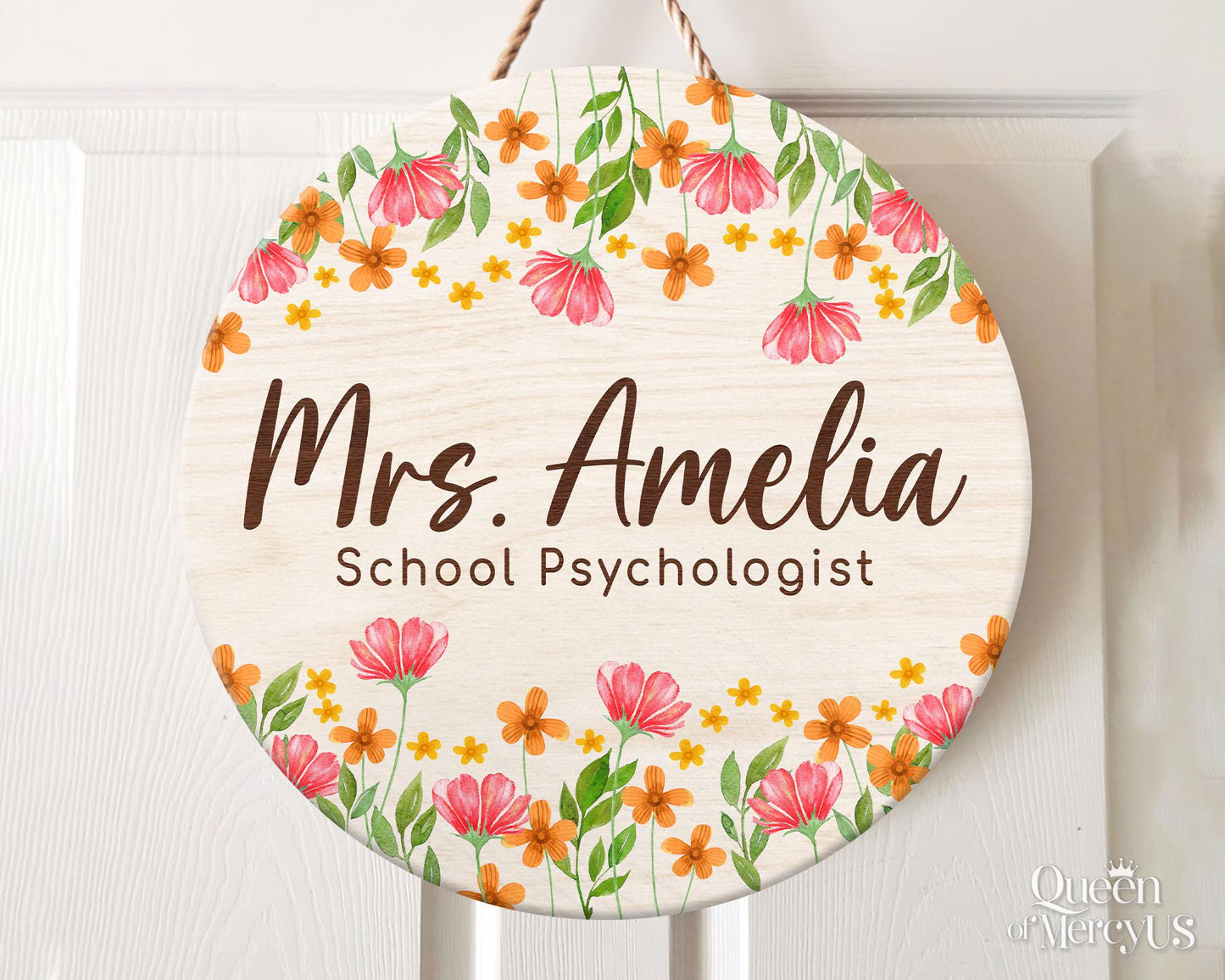 Personalized School Psychologist Door Sign, School Counselor Office Sign, Mental Health Gift, Custom School Psychologist Welcome Sign
