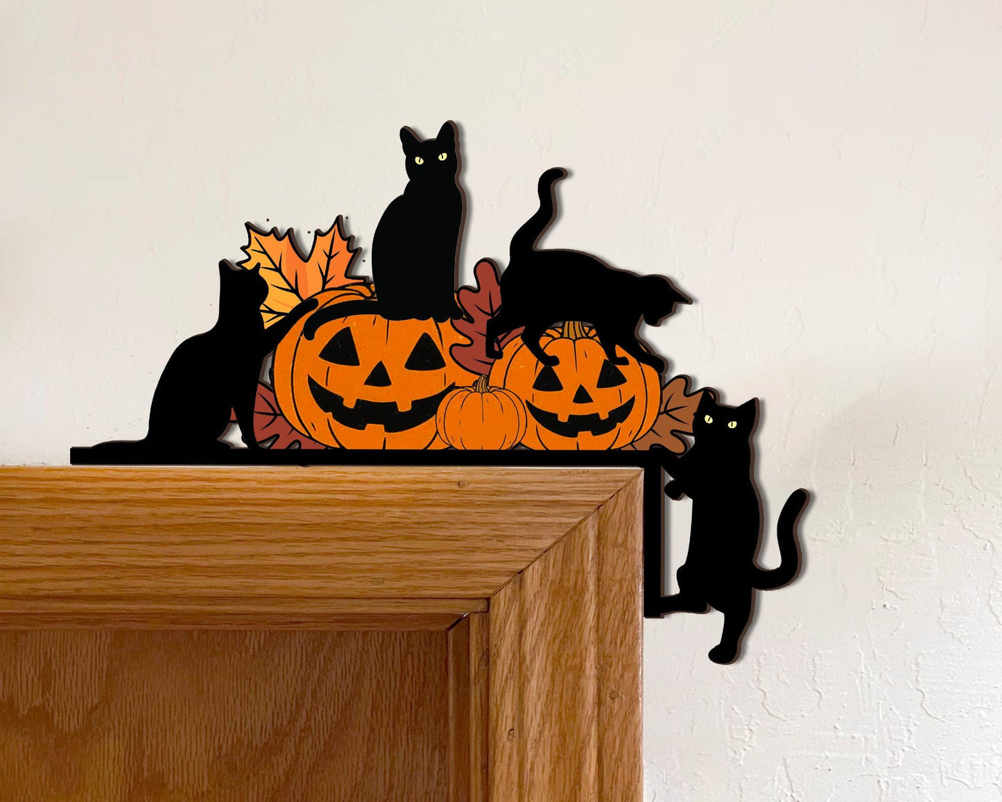 Halloween Door Corner Sign, Black Cat Door Corner, Halloween Home Decor, Halloween Wall Decor, Halloween Pumpkin Sign, Cat Lover Gifts