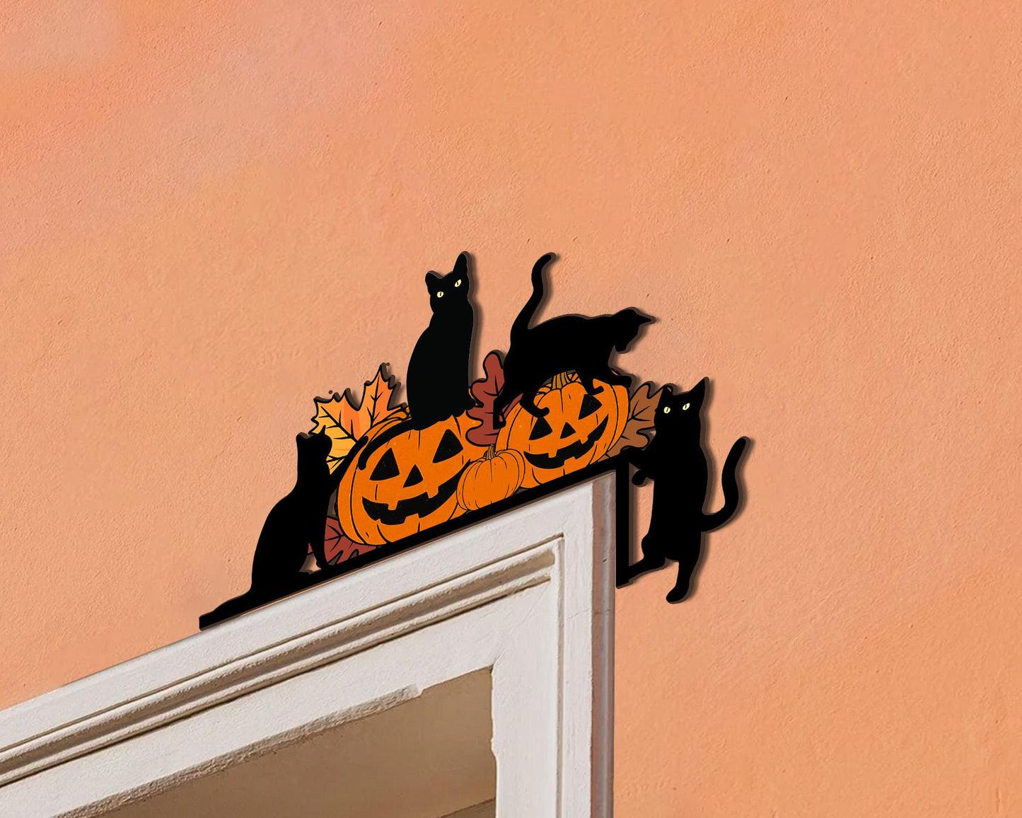 Halloween Door Corner Sign, Black Cat Door Corner, Halloween Home Decor, Halloween Wall Decor, Halloween Pumpkin Sign, Cat Lover Gifts