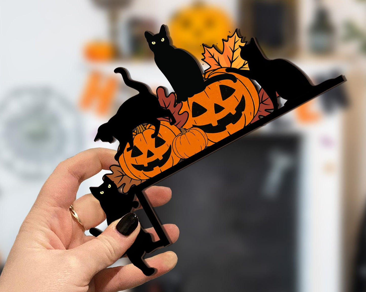 Halloween Door Corner Sign, Black Cat Door Corner, Halloween Home Decor, Halloween Wall Decor, Halloween Pumpkin Sign, Cat Lover Gifts