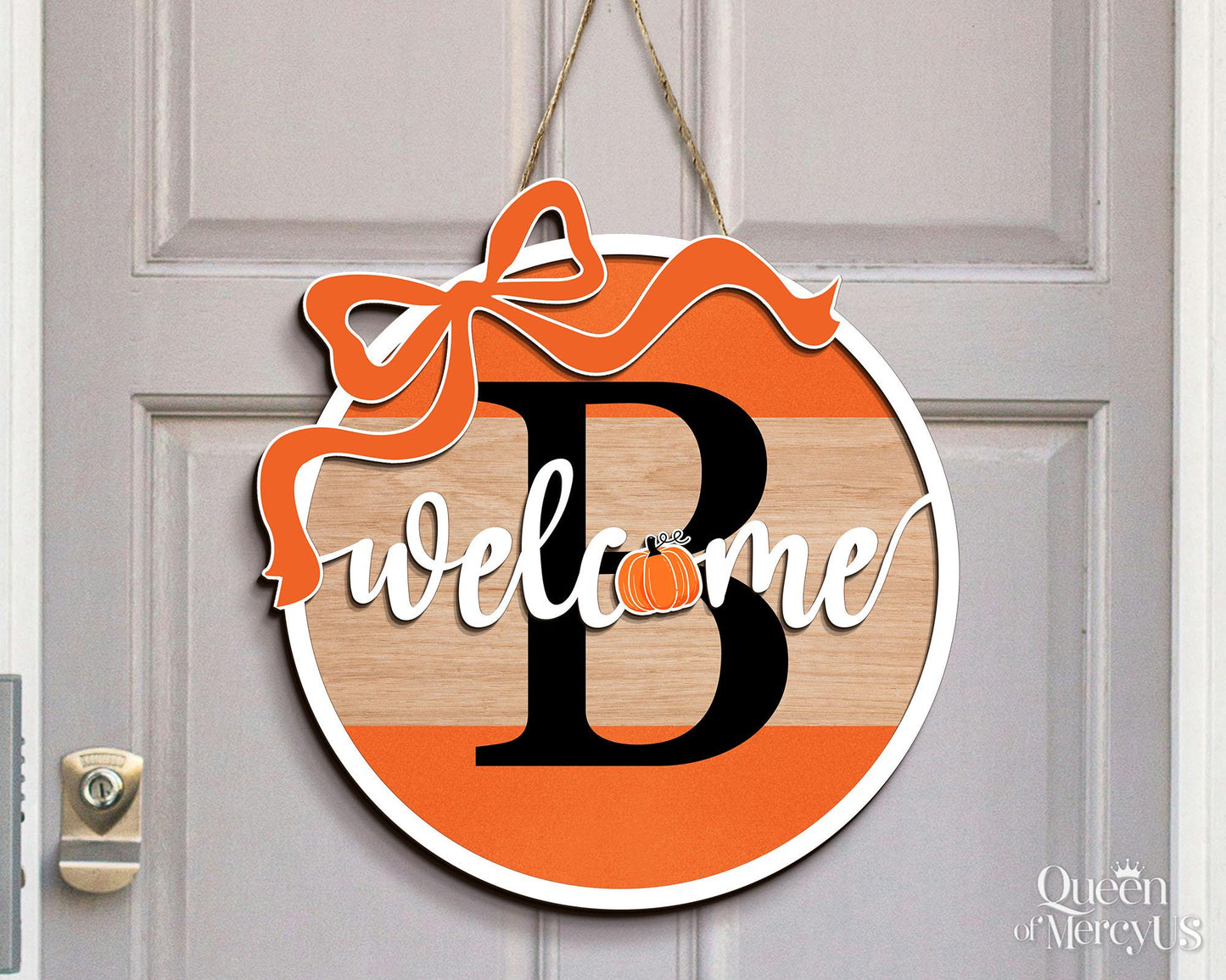 Custom Last Name Fall Front Door Decor, Family Fall Door Hanger, Autumn Front Door Wreath, Personalized Fall Door Sign, Pumpkin Home Decor