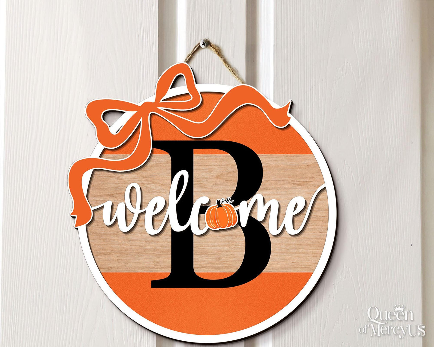 Custom Last Name Fall Front Door Decor, Family Fall Door Hanger, Autumn Front Door Wreath, Personalized Fall Door Sign, Pumpkin Home Decor