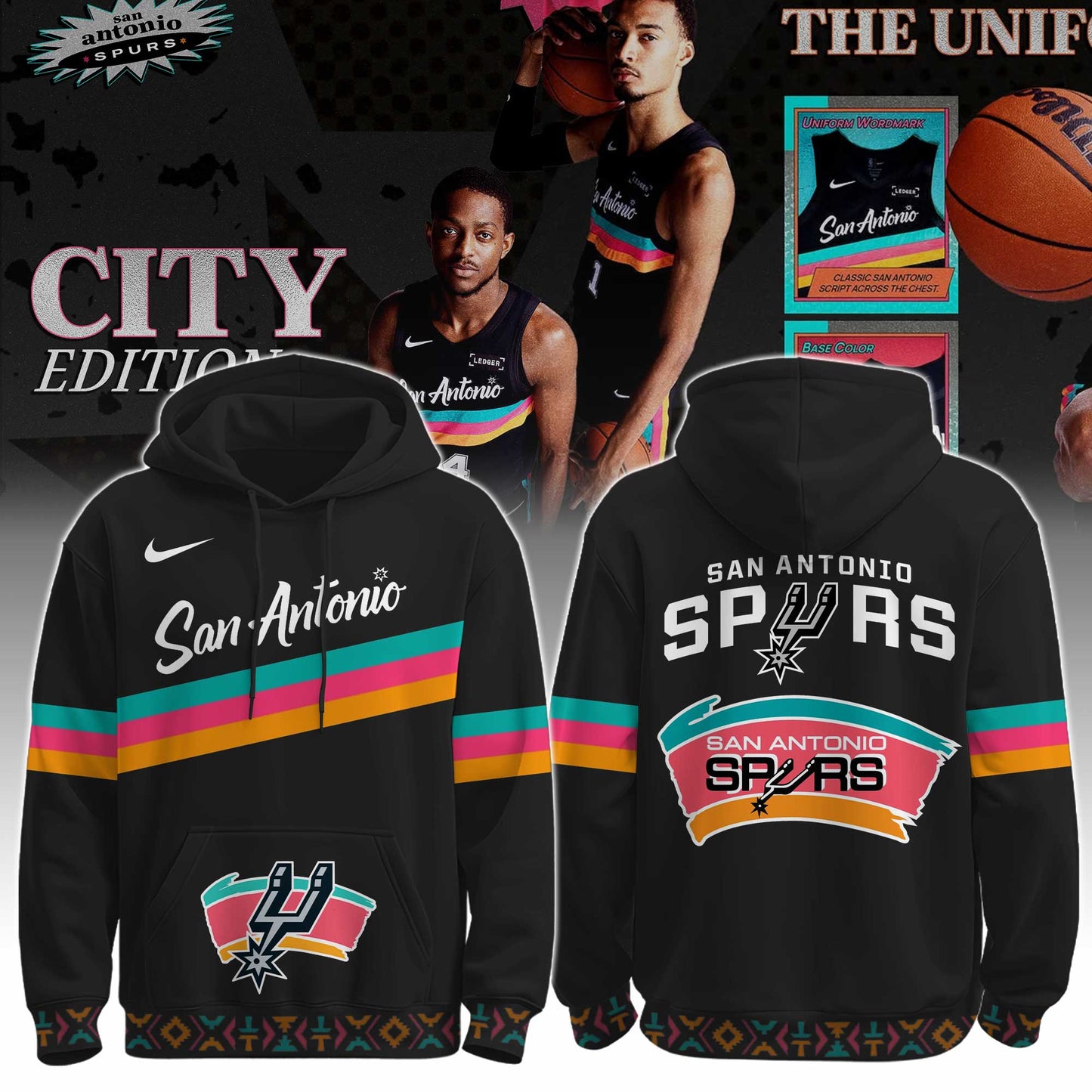 _San Antonio Spurs Classic Colors City Hoodie Editions Limited
